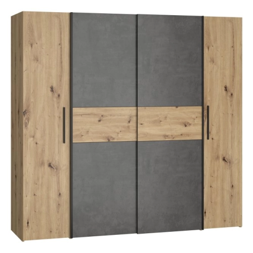 Szafa ubraniowa 200 cm Dąb Artisan / Beton ciemnoszary / Dąb Artisan